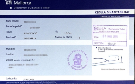 Bewohnbarkeitsbescheinigung,Bauherren auf Mallorca,Erstbezug,cedula