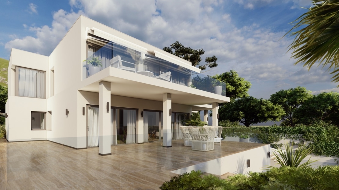 V-4072 PROJEKT: Neubau Luxus Villa mit traumhaftem Blick auf die Bucht von Santa Ponsa