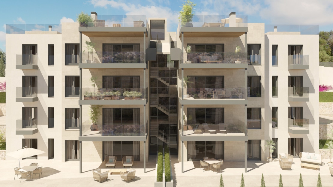 P-3109_3 PROJEKT! Penthouse mit privater Pool-Terrasse und Meerblick in neuem Apartmentkomplex in Santa Ponsa