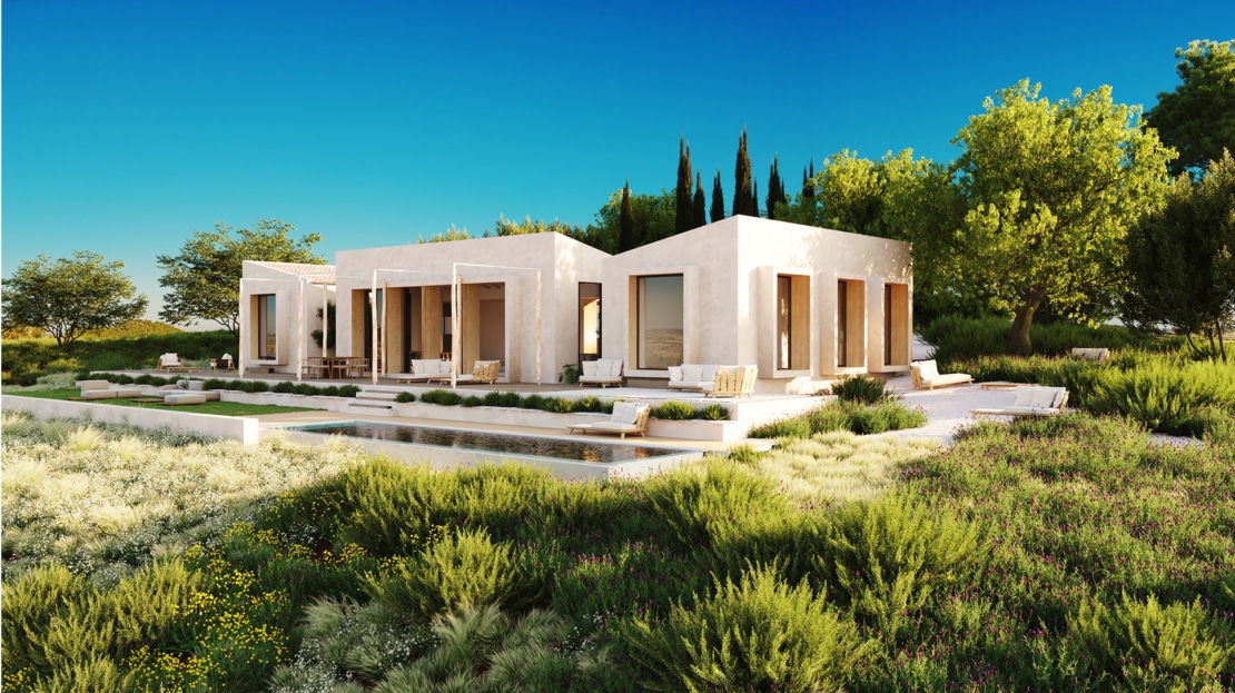 F-3973 PROJEKT! Neubau Finca mit Infinitypool und Panoramablick nahe Lloret de Vistalegre