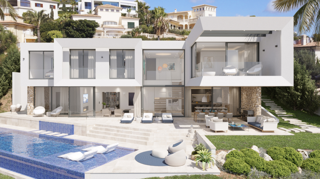 V-4802 PROJEKT! Fantastische Villa in Nova Santa Ponsa mit atemberaubendem Panorama Meer- und Hafenblick 1