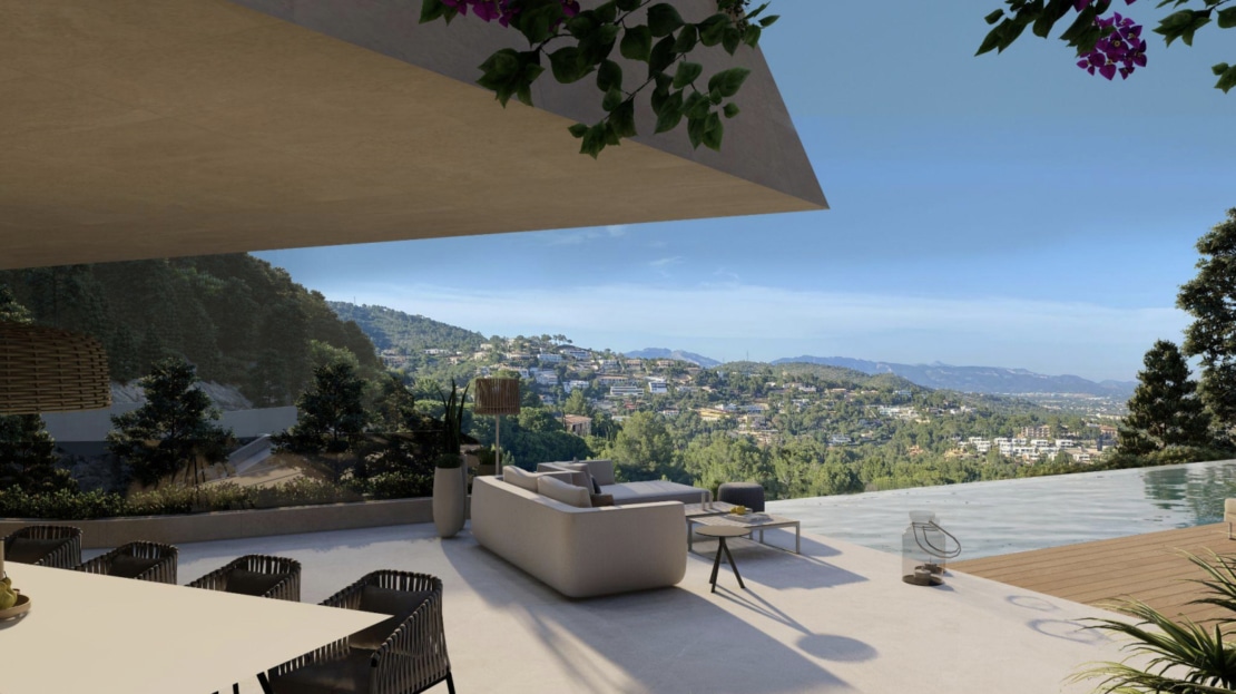 G-4111 PROJEKT! Meerblick Grundstück in Son Vida mit Projekt für eine exklusive Villa in ruhiger Lage