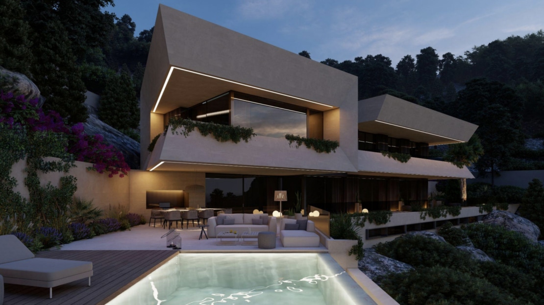 G-4111 PROJEKT! Meerblick Grundstück in Son Vida mit Projekt für eine exklusive Villa in ruhiger Lage