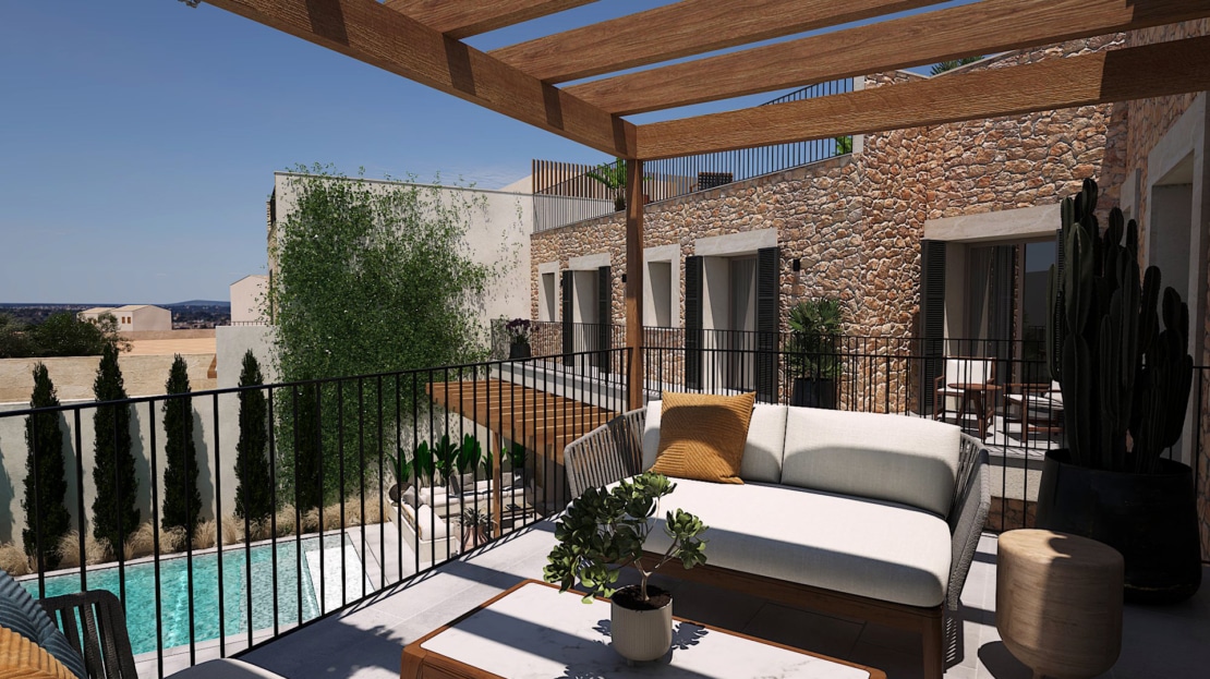 D-4686 Einzigartiges Dorfhaus in Ses Salines mit riesigem Garten & Pool