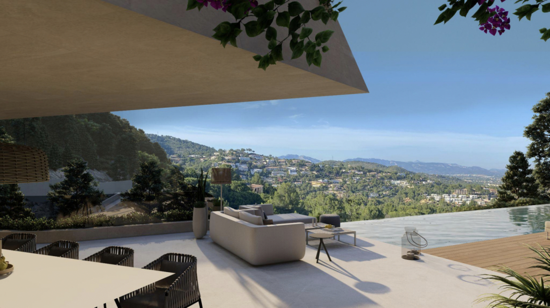 G-4111 PROJEKT! Meerblick Grundstück in Son Vida mit Projekt für eine exklusive Villa in ruhiger Lage