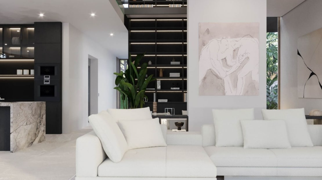 V-4682-121 PROJEKT! Spektakuläre Luxusvilla in Bendinat mit herrlichem Golf- und Meerblick