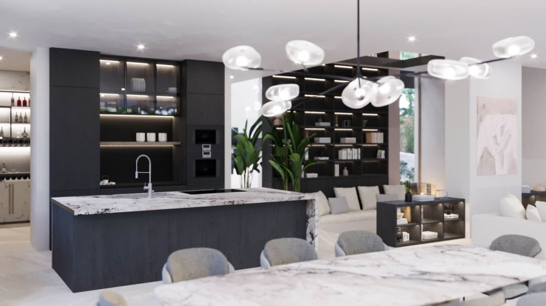 V-4682-121 PROJEKT! Spektakuläre Luxusvilla in Bendinat mit herrlichem Golf- und Meerblick