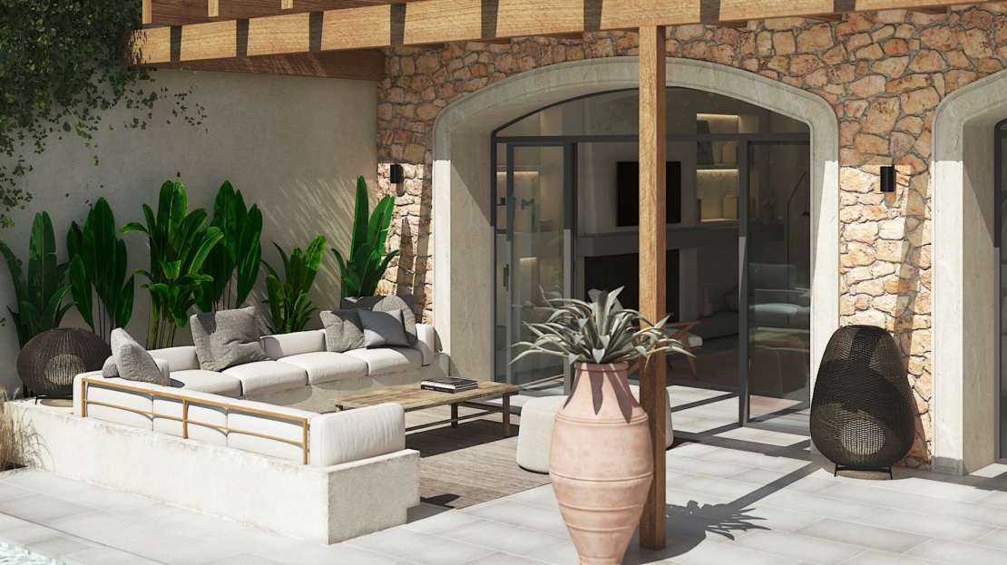 D-4686 Einzigartiges Dorfhaus in Ses Salines mit riesigem Garten & Pool