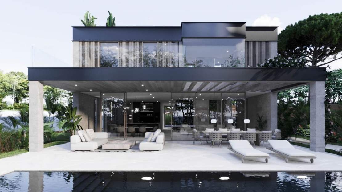 V-4682-121 PROJEKT! Spektakuläre Luxusvilla in Bendinat mit herrlichem Golf- und Meerblick