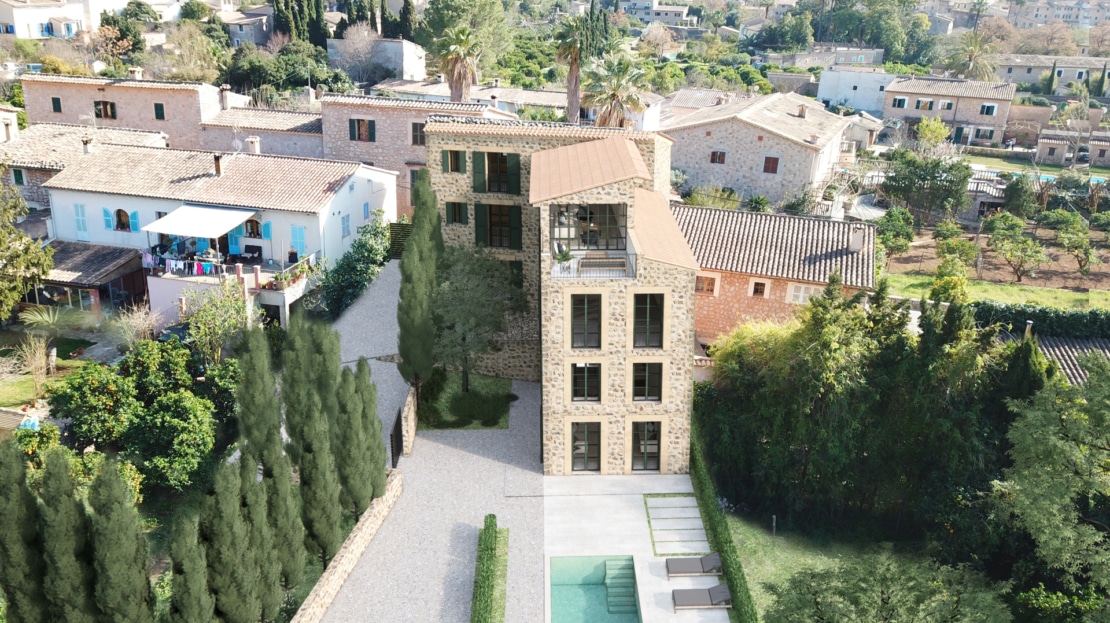D-4780 PROJEKT! Beeindruckendes Stadthaus Projekt am Rand von Soller mit großem Außenbereich