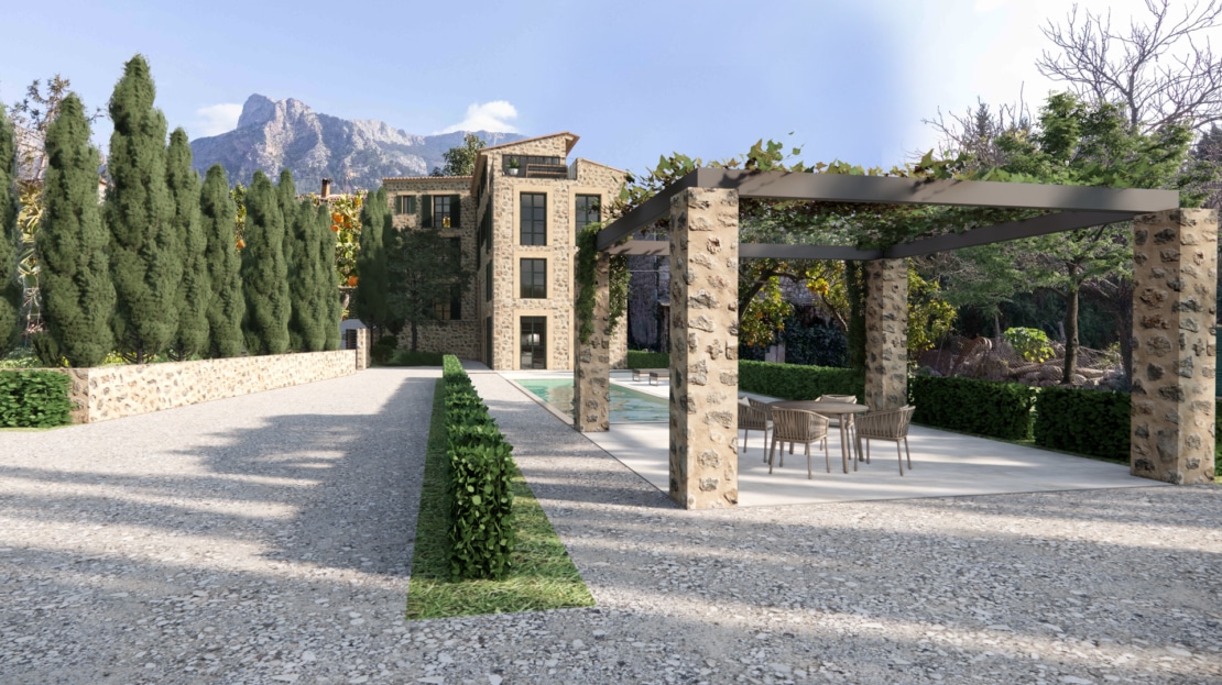 D-4780 PROJEKT! Beeindruckendes Stadthaus Projekt am Rand von Soller mit großem Außenbereich