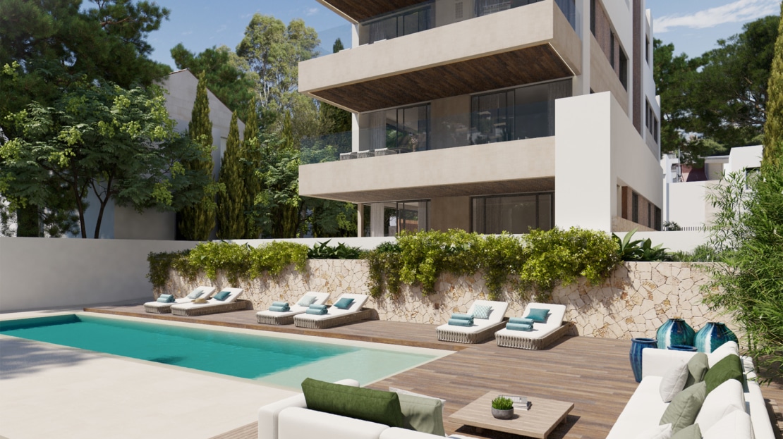 A-2952_6 PROJEKT! Traumhaftes Neubau-Apartment mit Terrasse in Son Armadams - Palma Zentrum